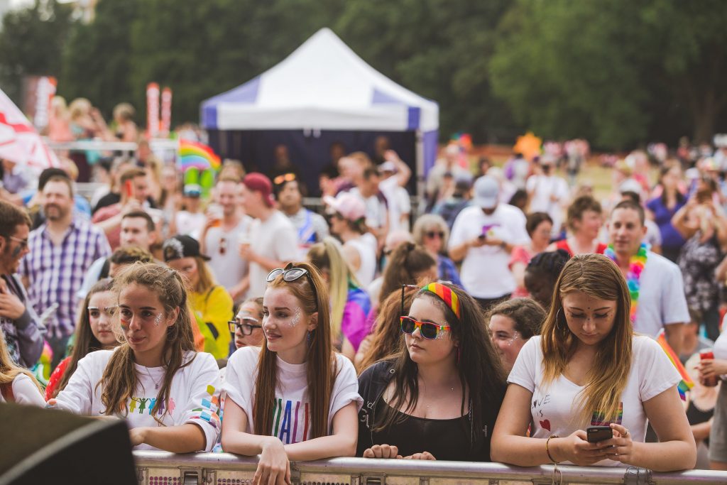 Fat Beehive girls enjoying music at Croydon Pride festival