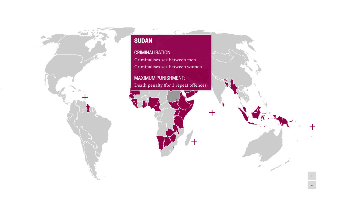 Map of world higlighting Sudan