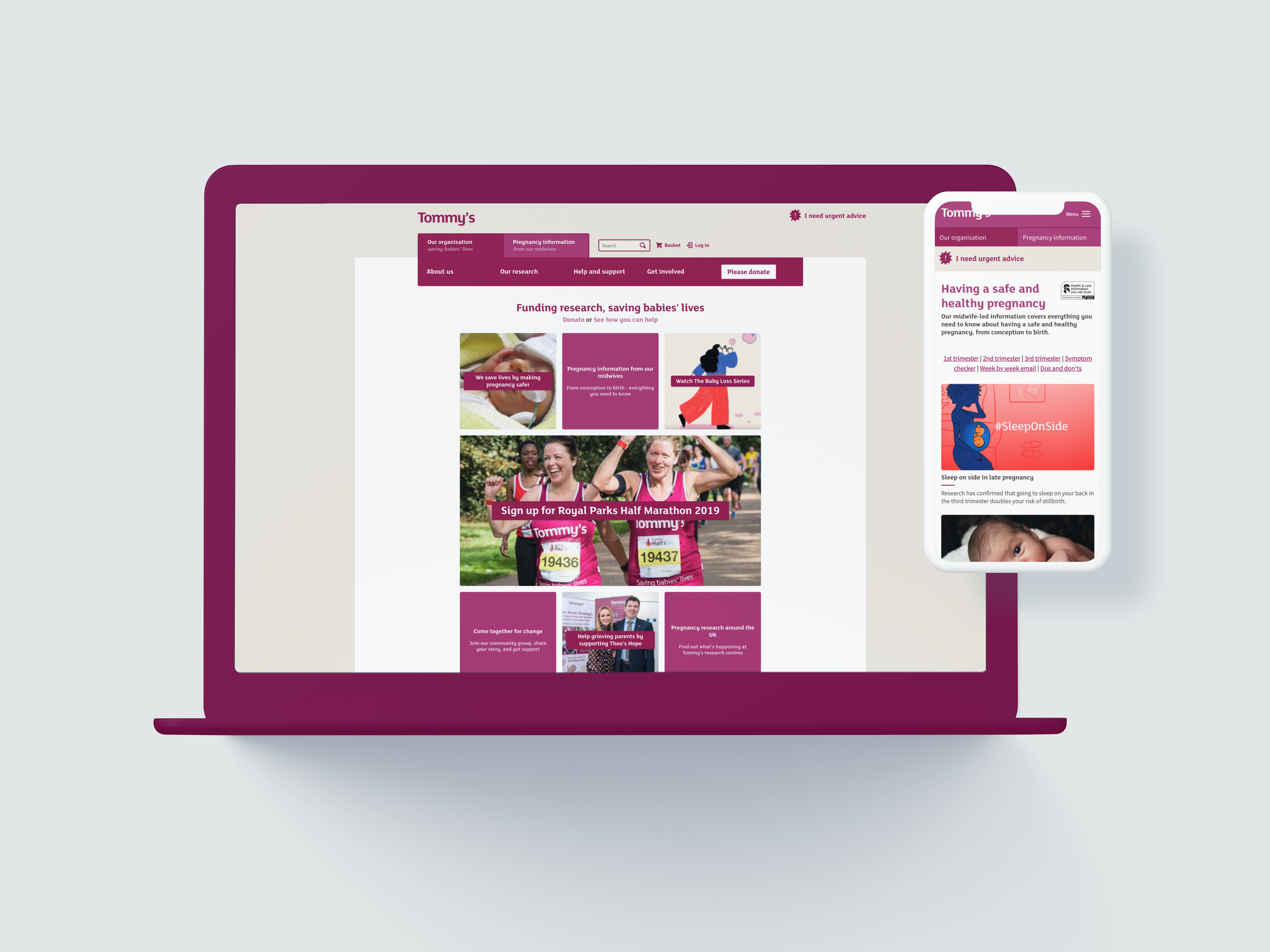 Tommy's responsive website design enables vast amounts of information to be found easily