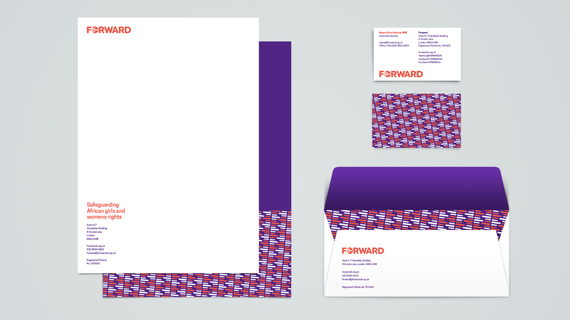 FORWARD stationary samples featuring the redesigned brand