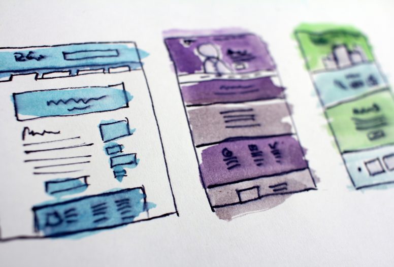 Three different wireframe diagram examples