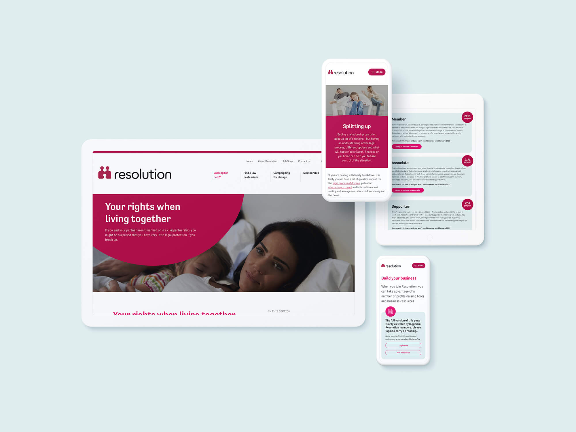 Resolution's new site as it displays on mobile and tablet devices