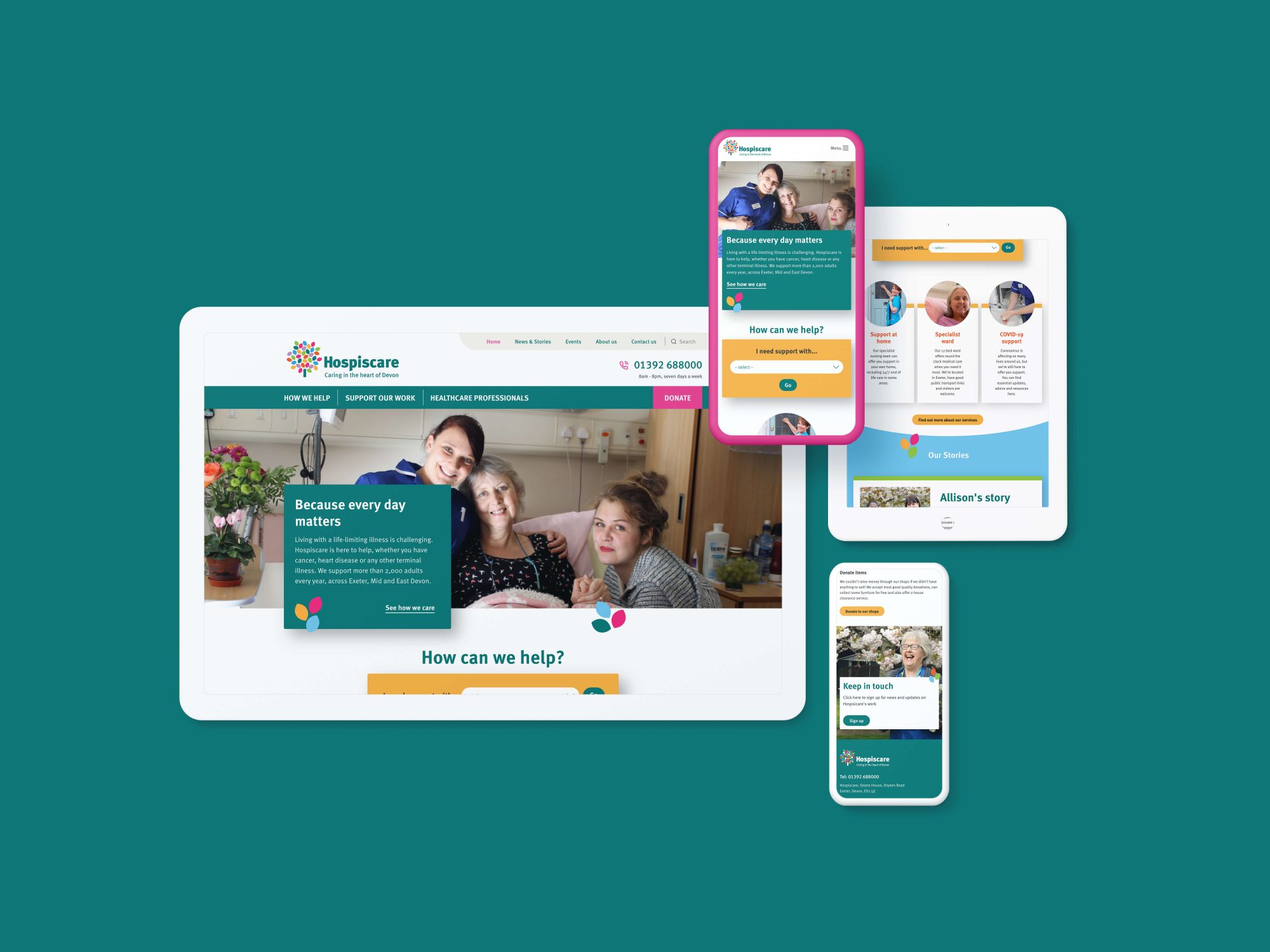 Hospiscare website design shown on devices