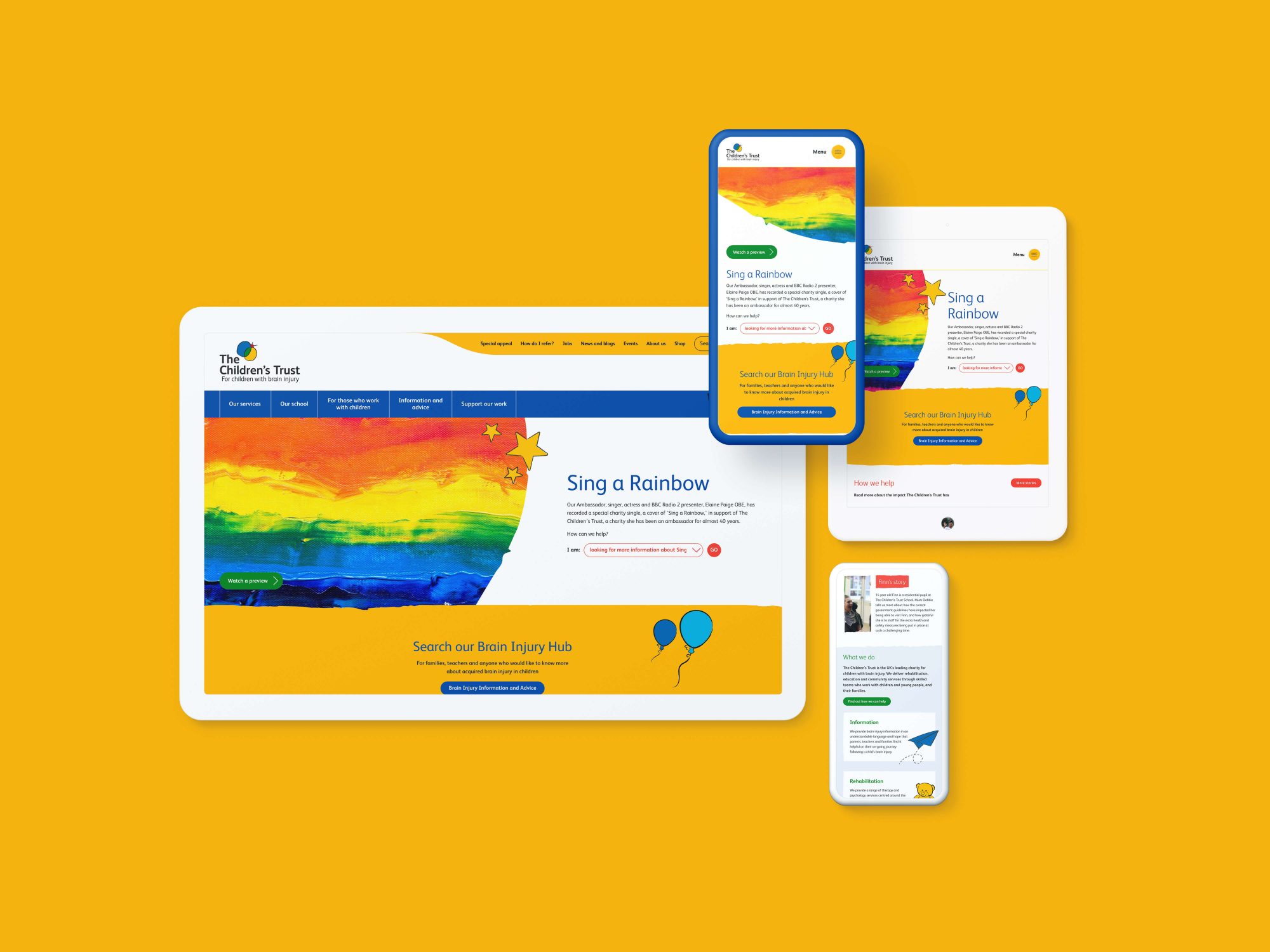 The Children's Trust website design shown on different screens