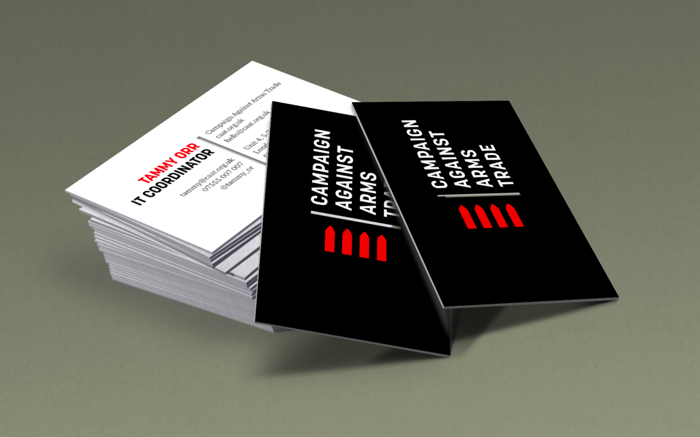 Campaign Against Arms Trade business cards