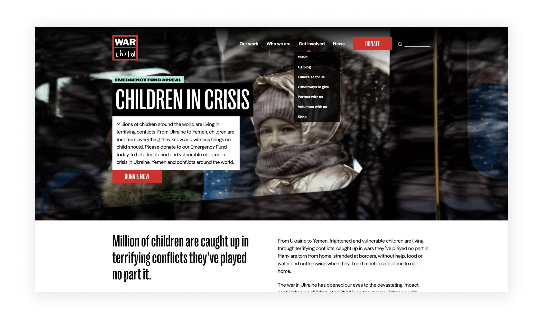 War Child homepage
