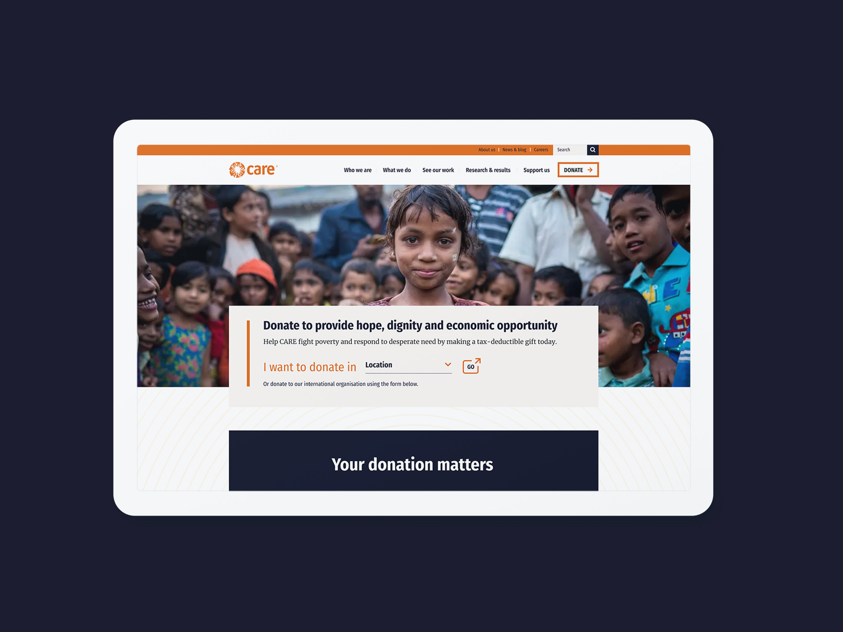 CARE International donation page