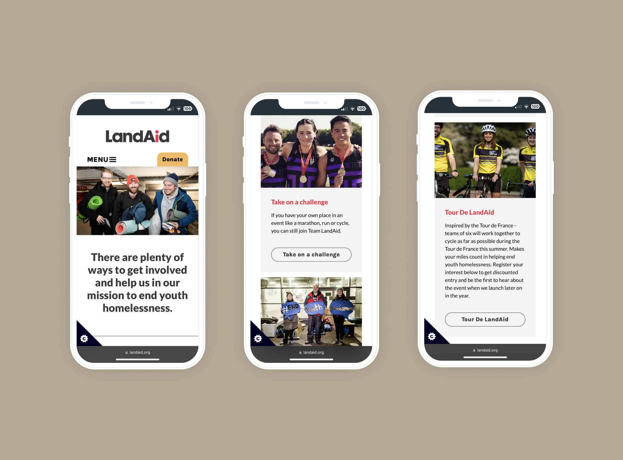 LandAid homepage mobile