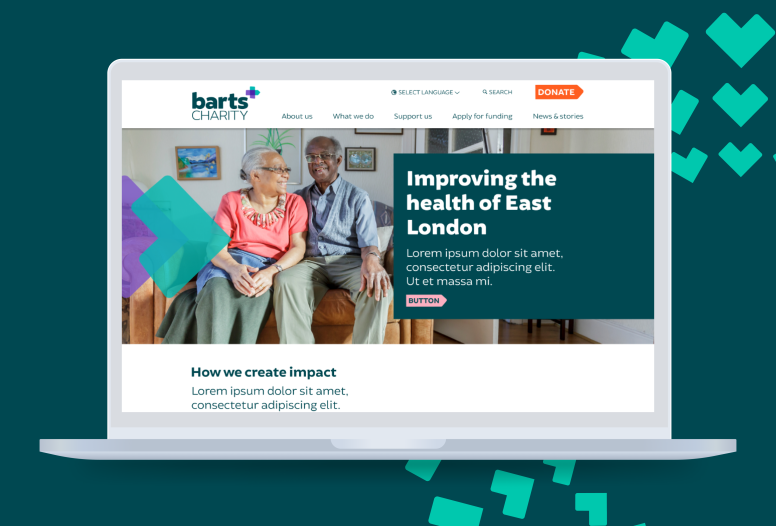 Barts Charity homepage on desktop
