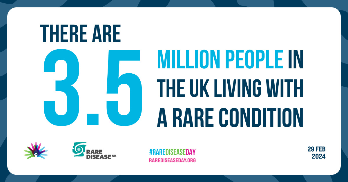 A picture for Rare Disease Day campaign which states "there are 3.5 million people in the UK living with a rare condition."