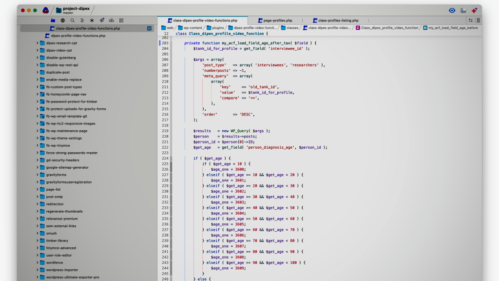 A screen shot of a code editor showing code used in the project